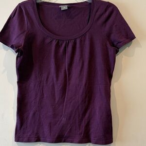 Ann Taylor Women's Short-Sleeve Scoop Neck Top - Purple